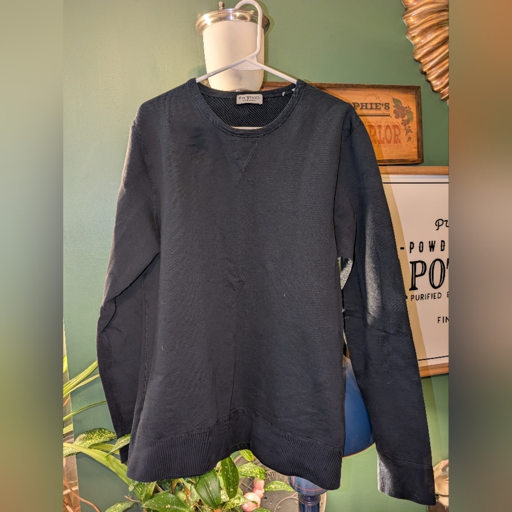 Flint And Tinder French Terry Crew Shirt Long Sleeve Mens Black Cotton Pullover
